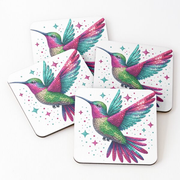Item preview, Colorful Hummingbird with Sparkling Sequin Feather Effect designed and sold by ArtfulWeave.
