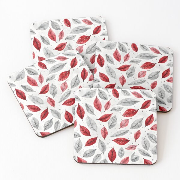 Item preview, Festive Christmas Leaf Print Joyeux Noel Holiday Foliage Red and Silver designed and sold by LeafPrints.