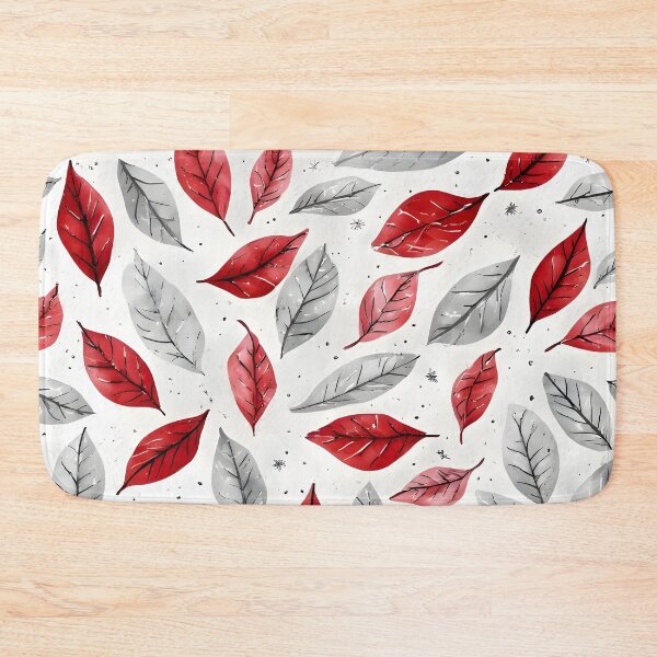 Item preview, Festive Christmas Leaf Print Joyeux Noel Holiday Foliage Red and Silver designed and sold by LeafPrints.