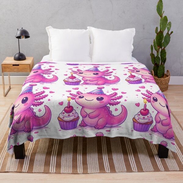 Item preview, Cute Birthday Axolotl with Cupcake and Party Hat designed and sold by ArtfulWeave.
