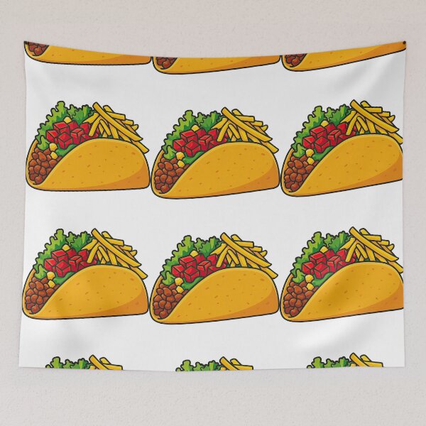 Item preview, Colorful Taco Illustration with Fries and Fresh Ingredients designed and sold by ArtfulWeave.