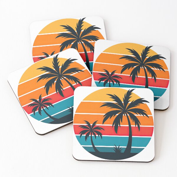 Item preview, Retro Sunset Circle with Palm Tree Silhouettes designed and sold by ArtfulWeave.