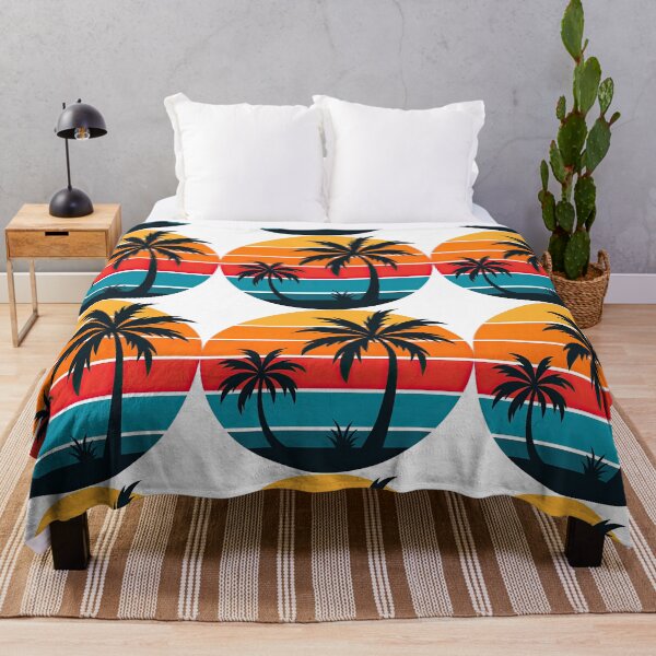 Item preview, Retro Sunset Circle with Palm Tree Silhouettes designed and sold by ArtfulWeave.