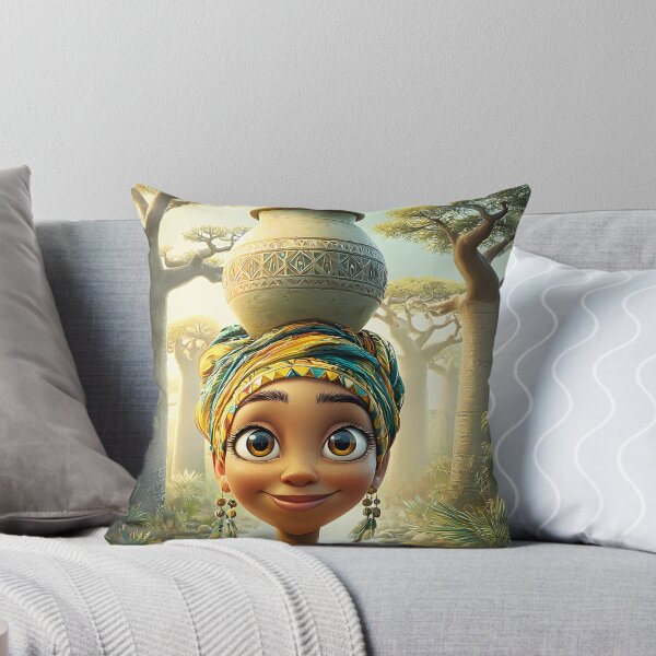 Item preview, African Girl Balancing Pot in Vibrant Landscape designed and sold by Artessie.