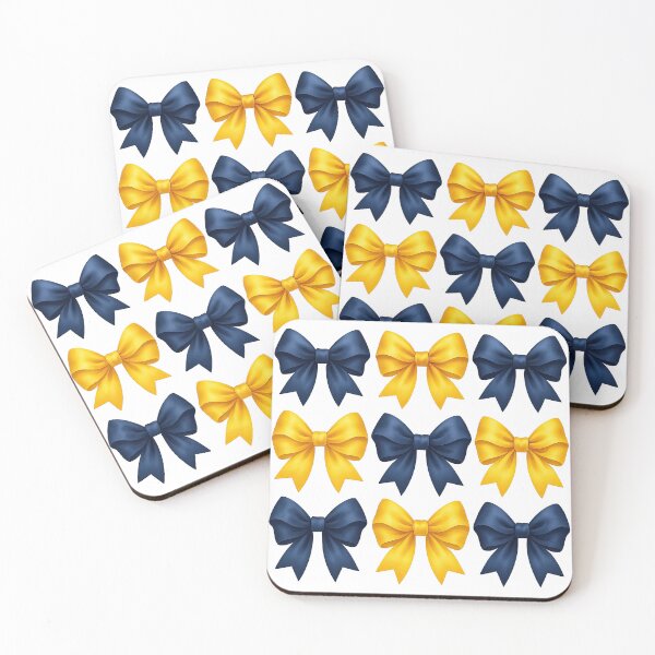 Item preview, Navy and Yellow Satin Ribbon Bow Set Illustration designed and sold by ArtfulWeave.