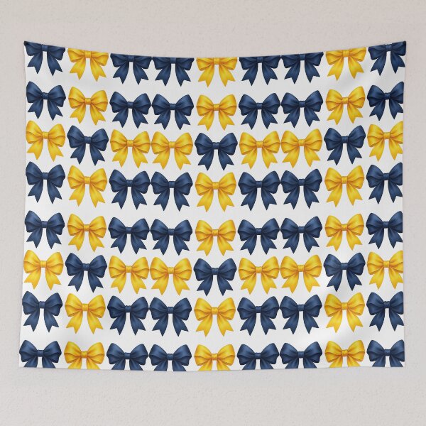 Item preview, Navy and Yellow Satin Ribbon Bow Set Illustration designed and sold by ArtfulWeave.