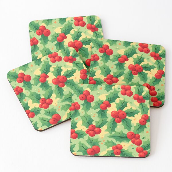 Item preview, Cheerful Christmas Holly Leaves Joyeux Noel Holiday Foliage Red and Green designed and sold by LeafPrints.