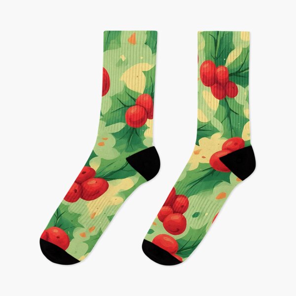 Item preview, Cheerful Christmas Holly Leaves Joyeux Noel Holiday Foliage Red and Green designed and sold by LeafPrints.