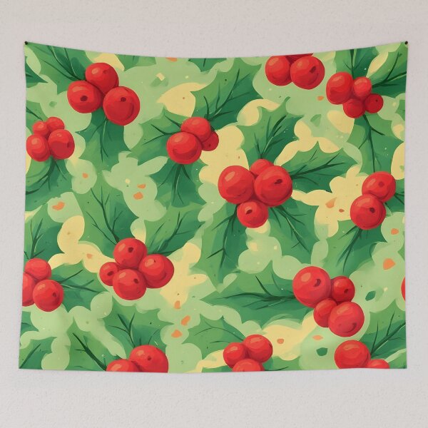 Item preview, Cheerful Christmas Holly Leaves Joyeux Noel Holiday Foliage Red and Green designed and sold by LeafPrints.