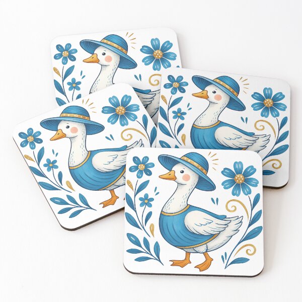 Item preview, Charming Goose in Blue Outfit with Floral Accents designed and sold by ArtfulWeave.