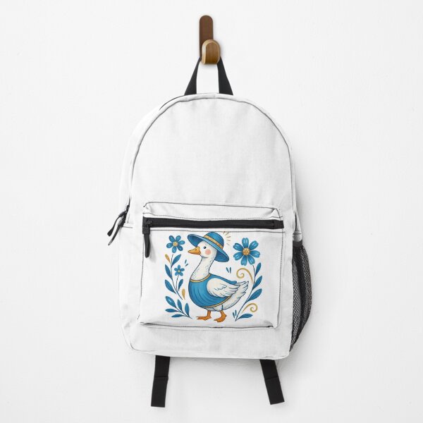 Item preview, Charming Goose in Blue Outfit with Floral Accents designed and sold by ArtfulWeave.
