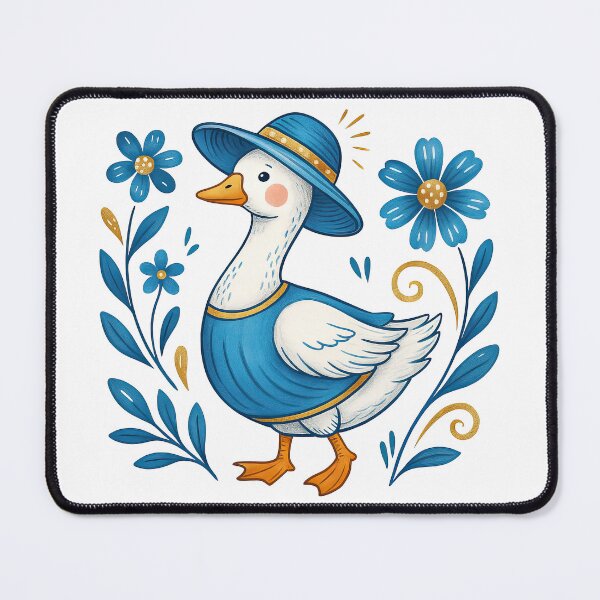 Item preview, Charming Goose in Blue Outfit with Floral Accents designed and sold by ArtfulWeave.