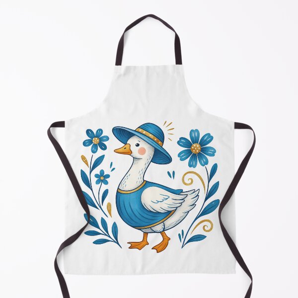 Item preview, Charming Goose in Blue Outfit with Floral Accents designed and sold by ArtfulWeave.