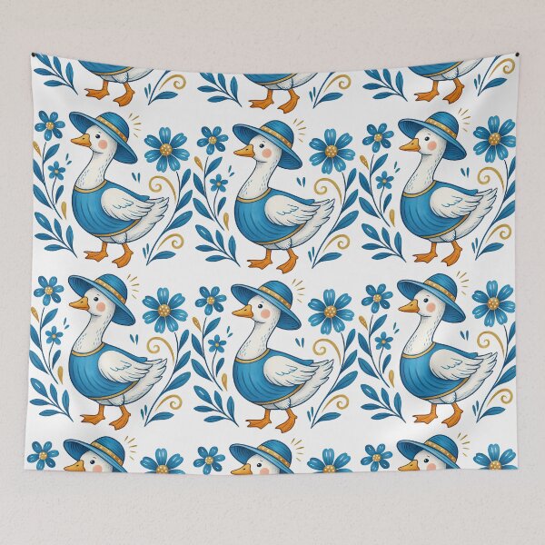 Item preview, Charming Goose in Blue Outfit with Floral Accents designed and sold by ArtfulWeave.