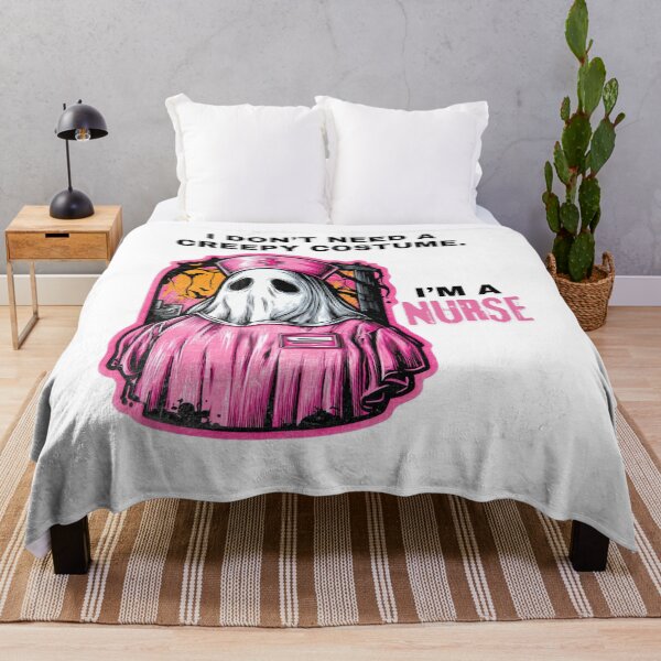 Item preview, In October We Wear Pink Nurse Ghost Halloween 2025 I Don’t Need a Creepy Costume, I’m a Nurse – Funny Pink Halloween Ghost White Tee Version designed and sold by KZurHTPC.