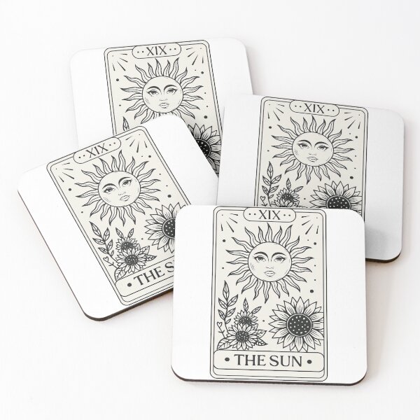 Item preview, The Sun Tarot Card Black and White Line Art designed and sold by ArtfulWeave.