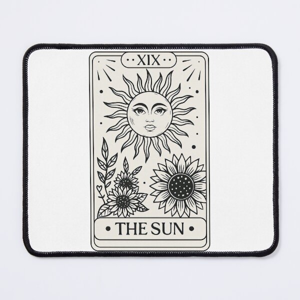 Item preview, The Sun Tarot Card Black and White Line Art designed and sold by ArtfulWeave.
