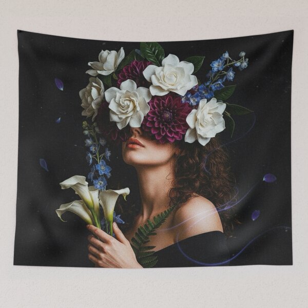 Item preview, Whispers of Nature – Surreal Floral Woman Portrait with Calla Lilies and Gardenias designed and sold by seamless.