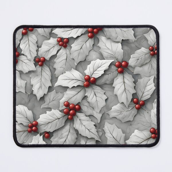 Item preview, Joyful Christmas Holly Leaves Joyeux Noel Holiday Foliage Red and White designed and sold by LeafPrints.