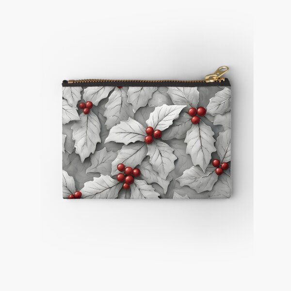 Item preview, Joyful Christmas Holly Leaves Joyeux Noel Holiday Foliage Red and White designed and sold by LeafPrints.