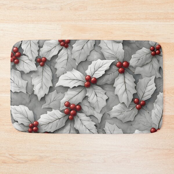 Item preview, Joyful Christmas Holly Leaves Joyeux Noel Holiday Foliage Red and White designed and sold by LeafPrints.