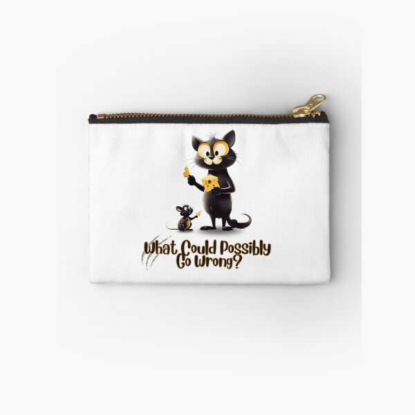 Item preview, Big-Eyed Black Cat Sharing Cheese – “What Could Possibly Go Wrong?” Illustration designed and sold by ShadeScapeArt.