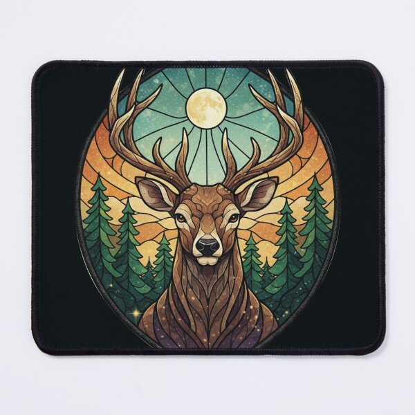 Item preview, Mystic Deer Under the Moon – Geometric Forest Stained Glass Art | animal sticker pack designed and sold by MerchYouSearch.