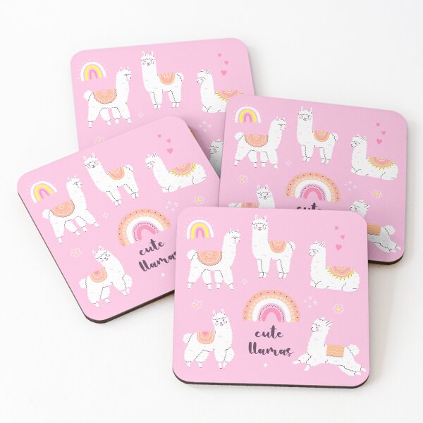 Item preview, cute white llamas on a pink background designed and sold by burbura.
