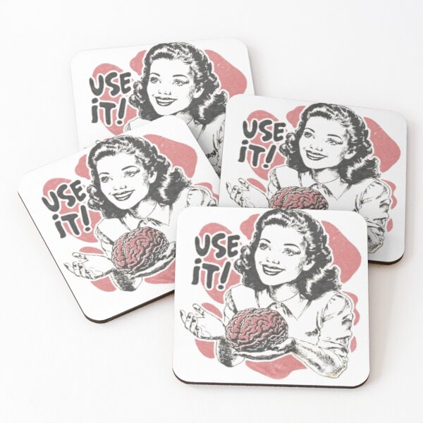 Item preview, Retro Lady Holding Brain Use It designed and sold by dianadouri.