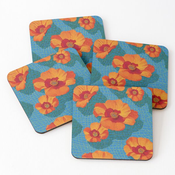 Item preview, Orange Poppies on Digital Mesh Grid designed and sold by weirdfishes123.