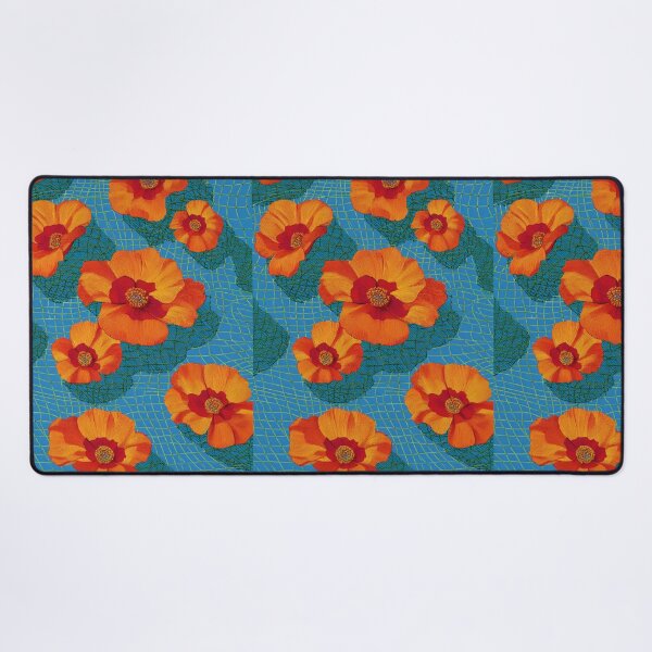 Item preview, Orange Poppies on Digital Mesh Grid designed and sold by weirdfishes123.