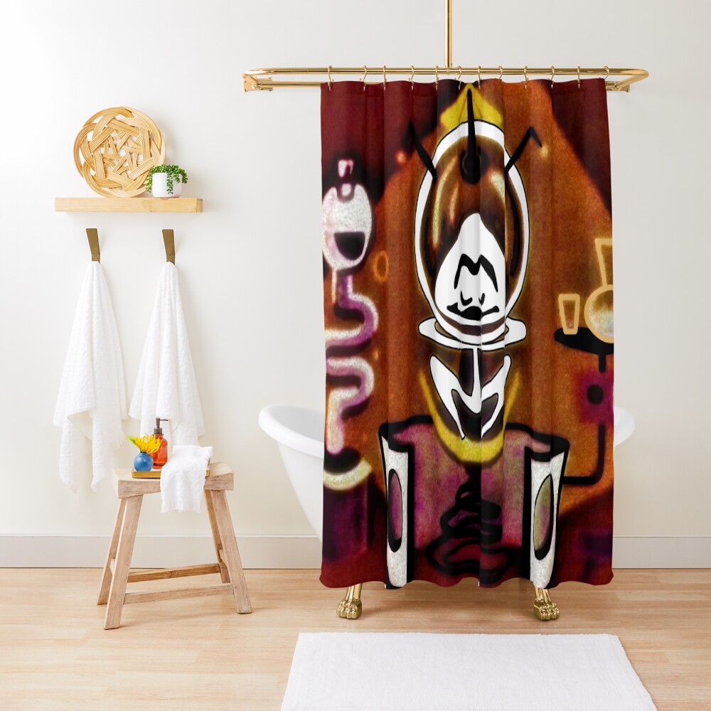 Colonel Bleep , Chillin on Zero Zero Island . Shower Curtain