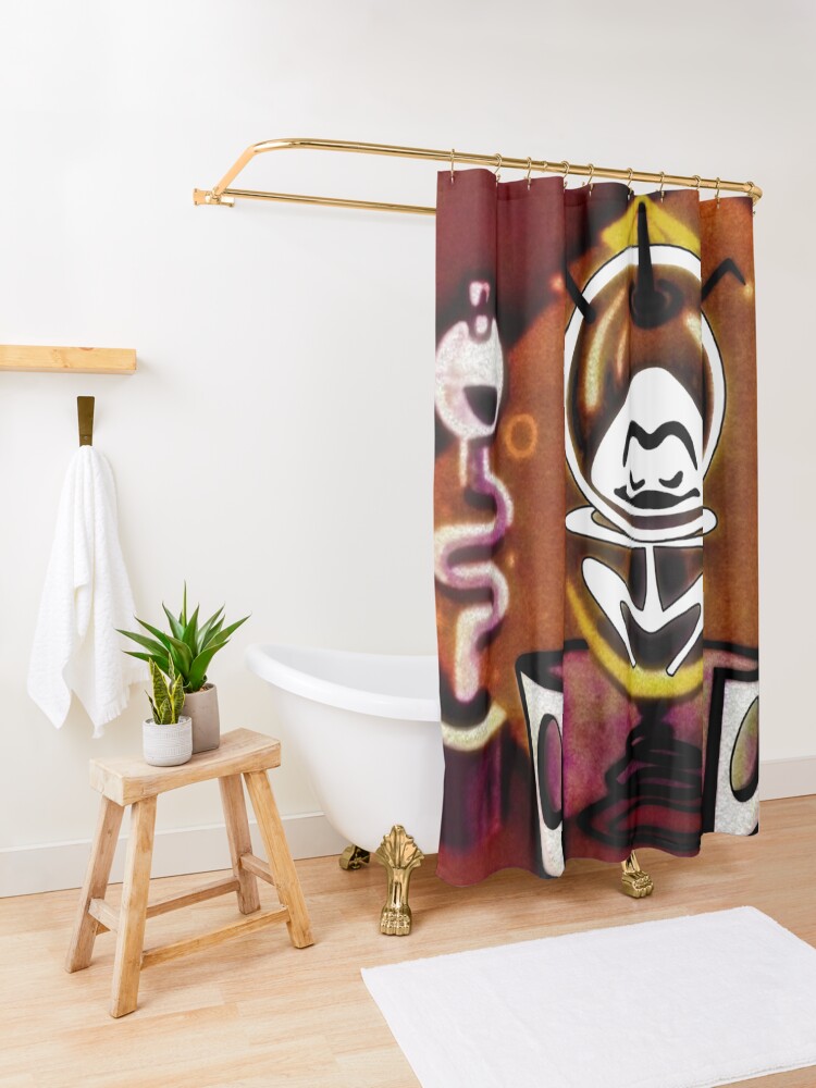 Alternate view of Colonel Bleep , Chillin on Zero Zero Island . Shower Curtain