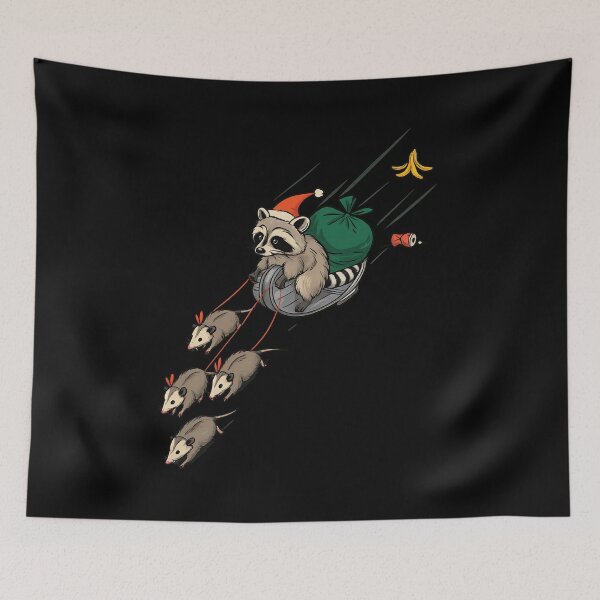Item preview, Funny Raccoon and Opossums Sledding designed and sold by Fam19.