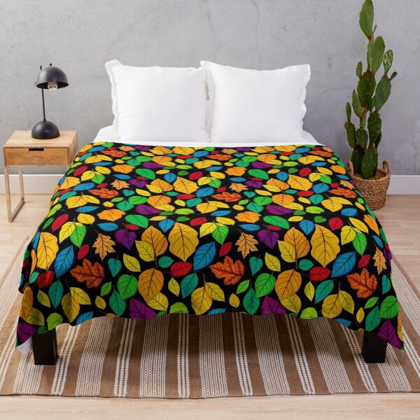 Item preview, Rainbow Leaves Pattern – Colorful Botanical Nature Design - Black designed and sold by PAPIRO SIGLO XXI.