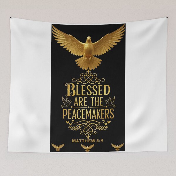 Item preview, BLESSED ARE THE PEACEMAKERS (Matthew 5:9) - Golden Gospel Typography Design designed and sold by PatriotPrint.