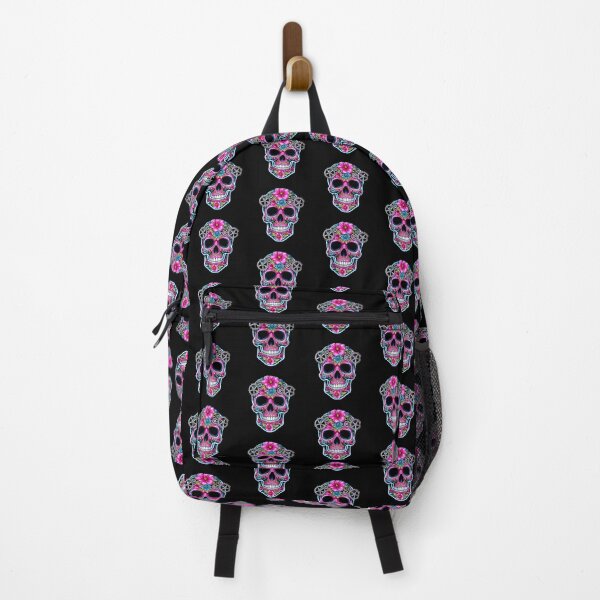 Item preview, Halloween Day of the Dead Neon Pink Sugar Skull Neon Floral designed and sold by WHITE FLAME PRINTS.
