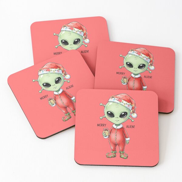 Item preview, Merry Alien – Cute Christmas Sticker | Watercolor Alien Design designed and sold by EverStitchStudio ★★★★★.