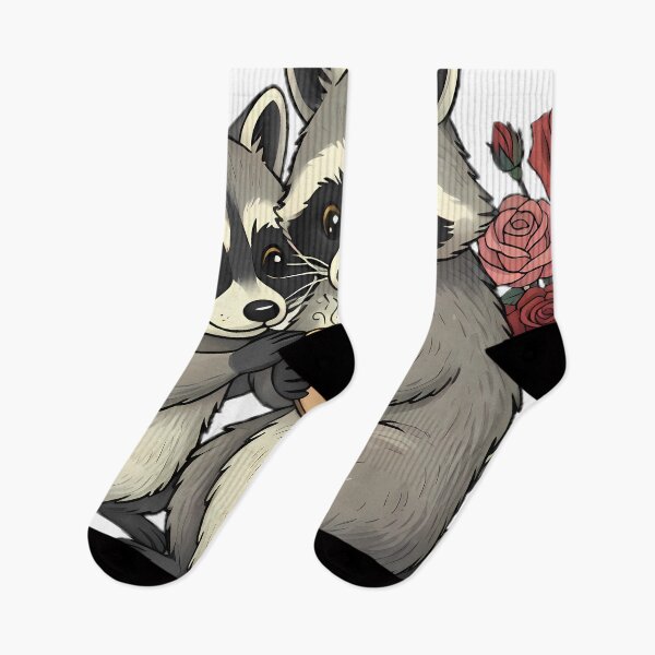 Item preview, Raccoon Couple Sharing a Heart Cookie with Roses designed and sold by By:MarcinK.