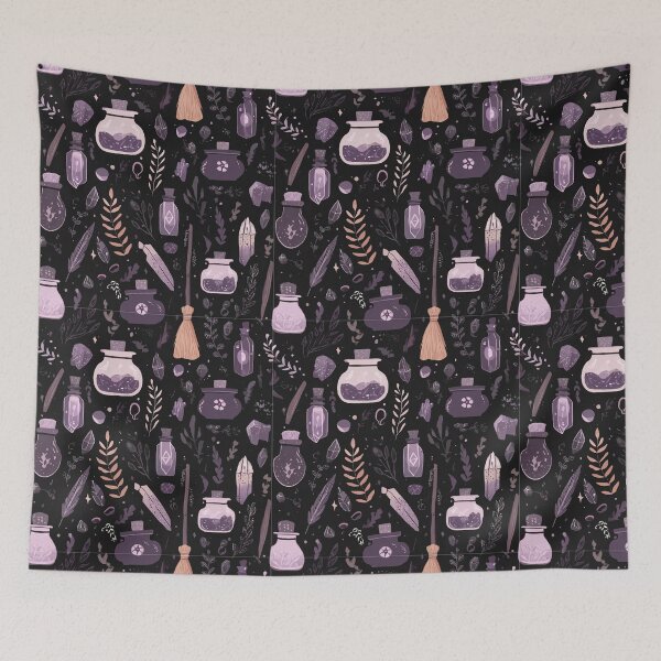 Item preview, Witchy Aesthetic Potions Pattern – Magical Purple Design designed and sold by Moss and Moon Studio.