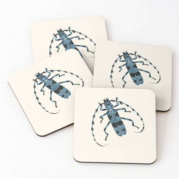 Item preview, Rosalia Alpina Beetle Art - Blue Longhorn Insect Print designed and sold by Fiurdelin.