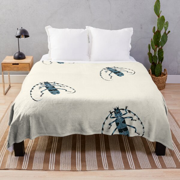 Item preview, Rosalia Alpina Beetle Art - Blue Longhorn Insect Print designed and sold by Fiurdelin.