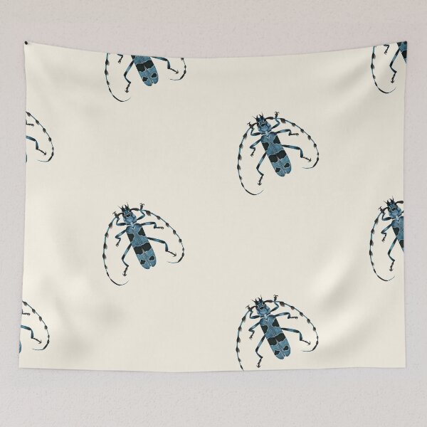 Item preview, Rosalia Alpina Beetle Art - Blue Longhorn Insect Print designed and sold by Fiurdelin.