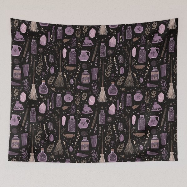 Item preview, Witchy Aesthetic Potions Pattern – Magical Purple Design designed and sold by Moss and Moon Studio.