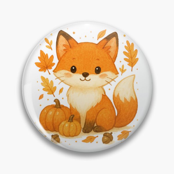 Item preview, Cute Red Fox autumn pumpkins illustration designed and sold by BigBlueArt.