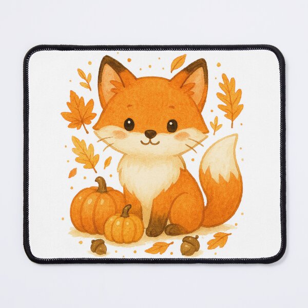 Item preview, Cute Red Fox autumn pumpkins illustration designed and sold by BigBlueArt.