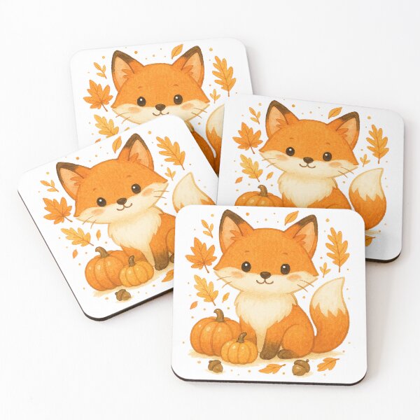 Item preview, Cute Red Fox autumn pumpkins illustration designed and sold by BigBlueArt.