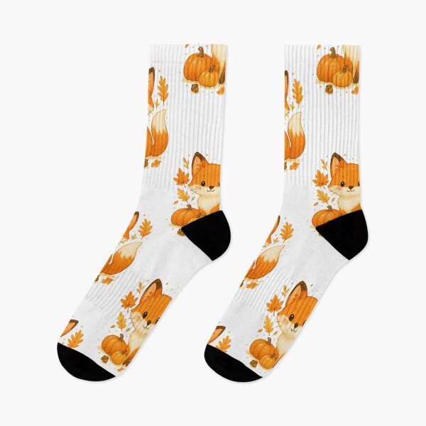 Item preview, Cute Red Fox autumn pumpkins illustration designed and sold by BigBlueArt.