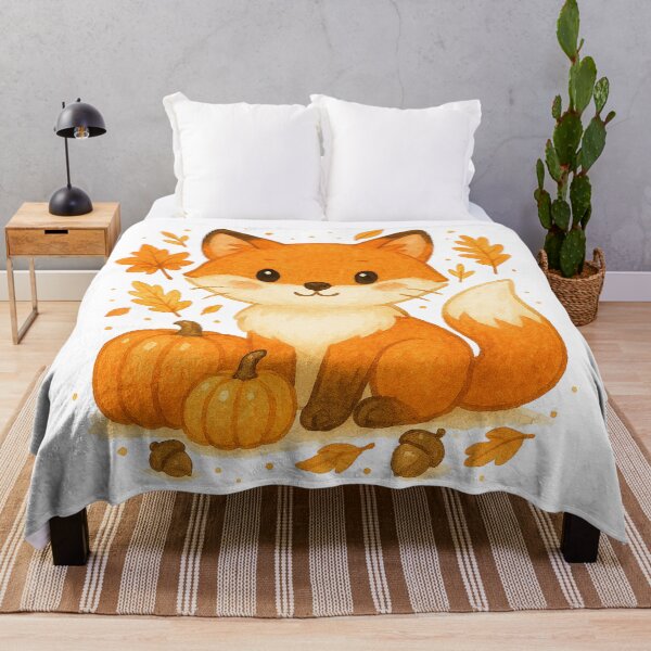 Item preview, Cute Red Fox autumn pumpkins illustration designed and sold by BigBlueArt.