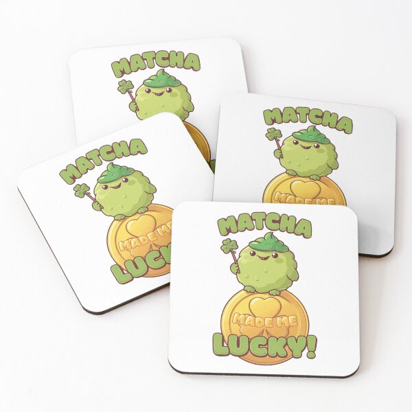 Item preview, Kawaii lucky matcha on gold coin designed and sold by StormArte.